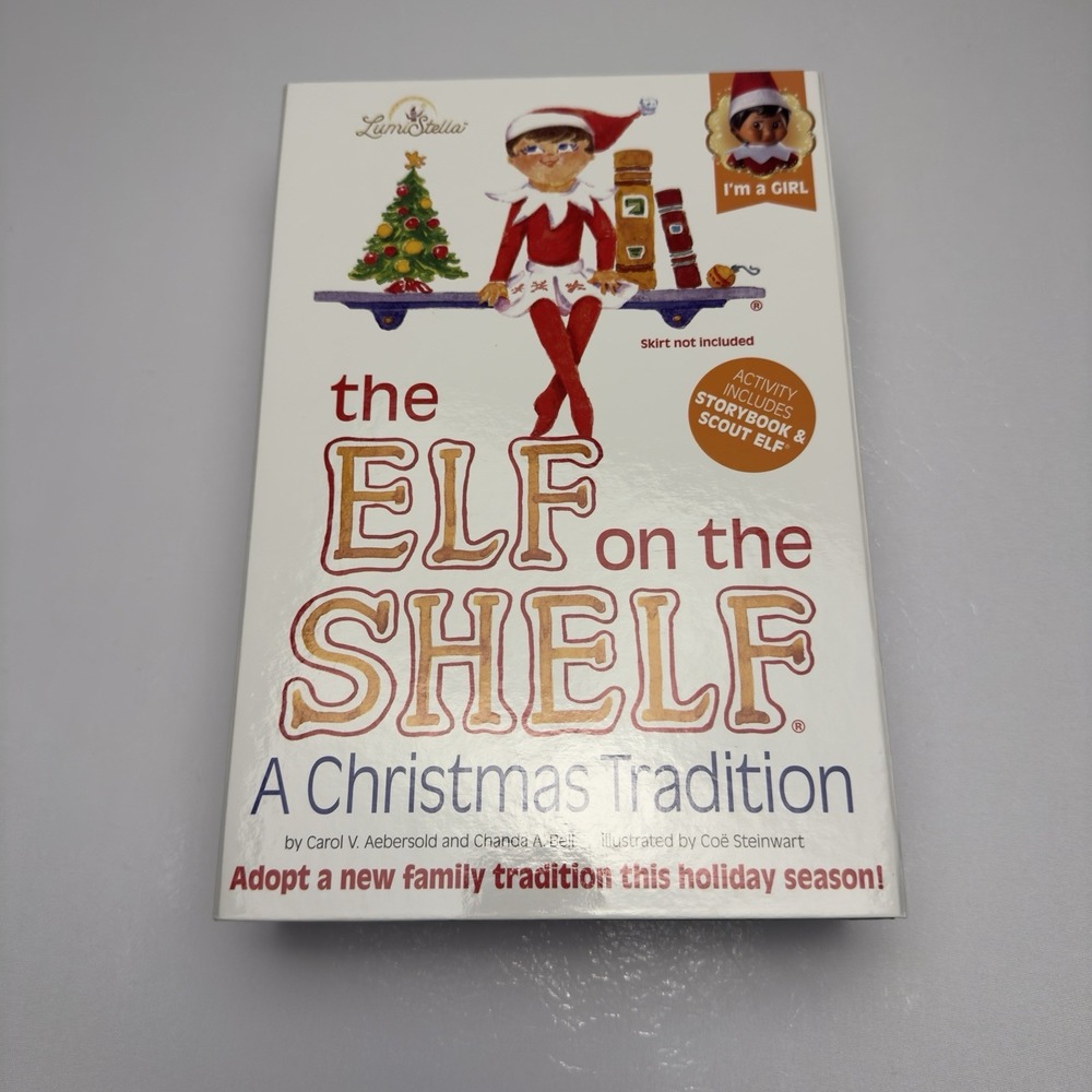 NEW‎ The Elf On The Shelf Brown Dark Tone Girl Christmas Tradition Doll And Book